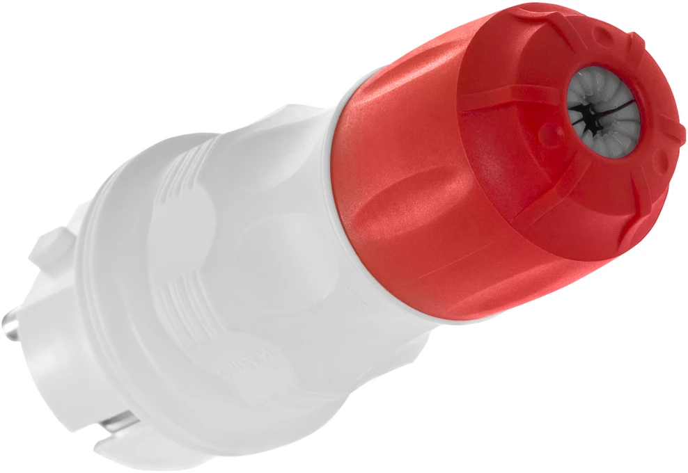 Plastrol Wtyczka ip54, 2p+su, 16a, pilka su czerwoną nakrętką
