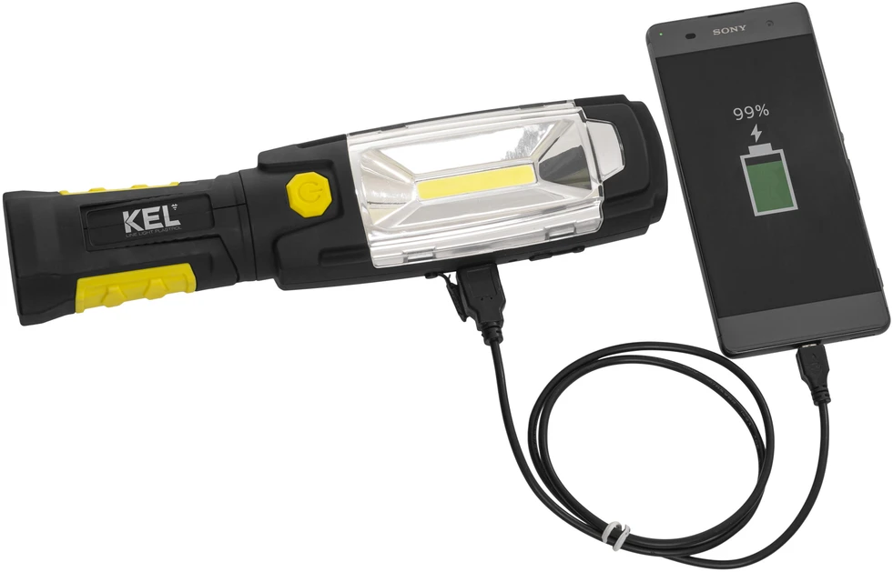 Plastrol KEL Akumuliatorinė dirbtuvių lempa LED COB 3W 2.6Ah Li-Ion /+ powerbank, kabliukas, magnetas/ LW-1PBR