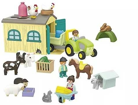 Figūrėlė Playmobil Rinkinys su figurkami Junior 71656 Nuotykiai ūkyje su traktoriumi, priekaba ir gyvūnais