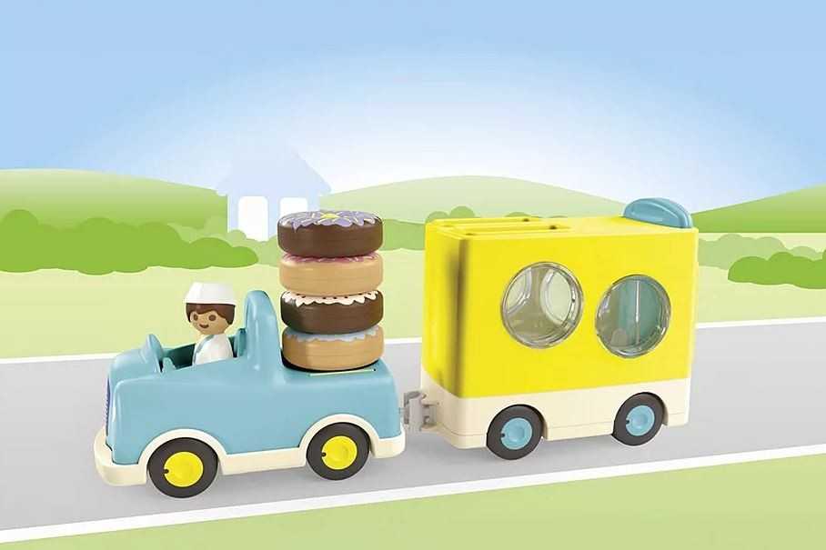Playmobil – JUNIOR: Pašėlusi spurgų sunkvežimis su krovimo ir rūšiavimo funkcija (71702)