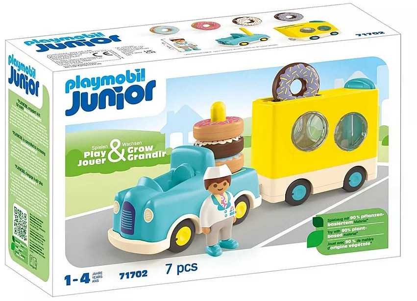 Playmobil – JUNIOR: Pašėlusi spurgų sunkvežimis su krovimo ir rūšiavimo funkcija (71702)