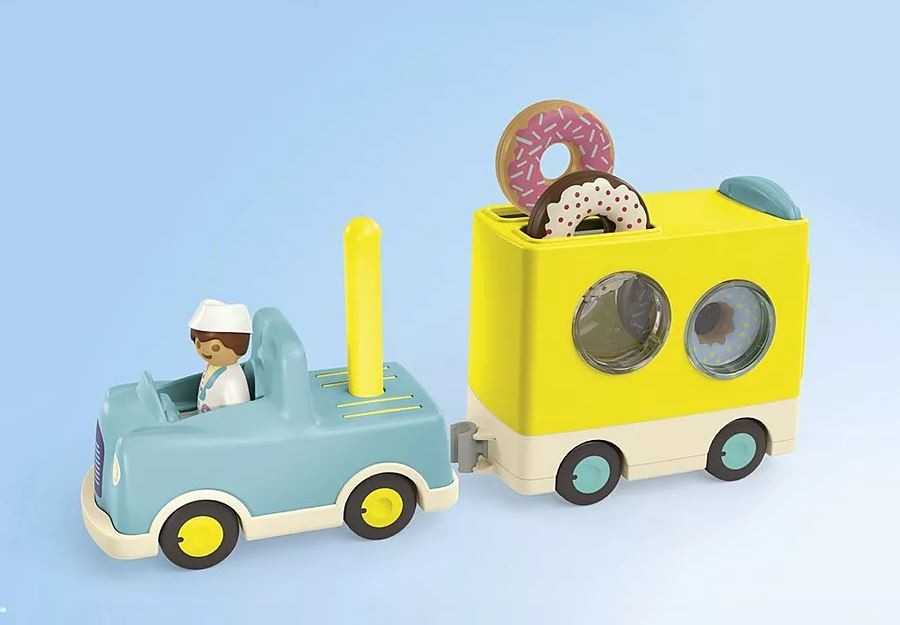 Playmobil – JUNIOR: Pašėlusi spurgų sunkvežimis su krovimo ir rūšiavimo funkcija (71702)