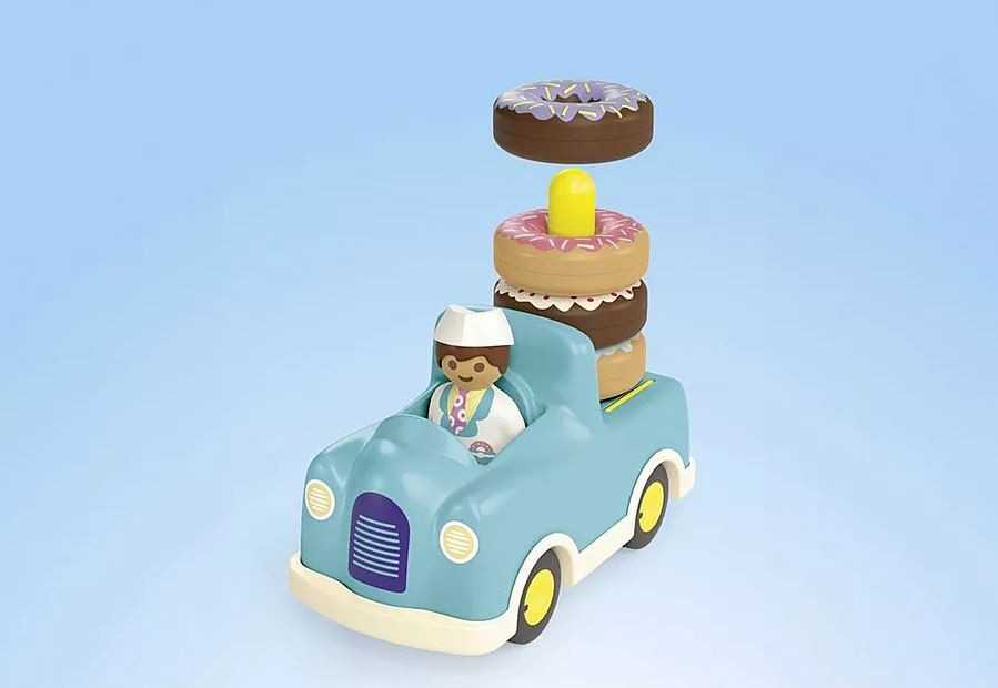 Playmobil – JUNIOR: Pašėlusi spurgų sunkvežimis su krovimo ir rūšiavimo funkcija (71702)