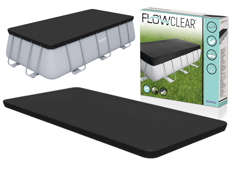 Bestway® PVC baseino uždangalas 396 x 185 cm, juodas, kvadratinis