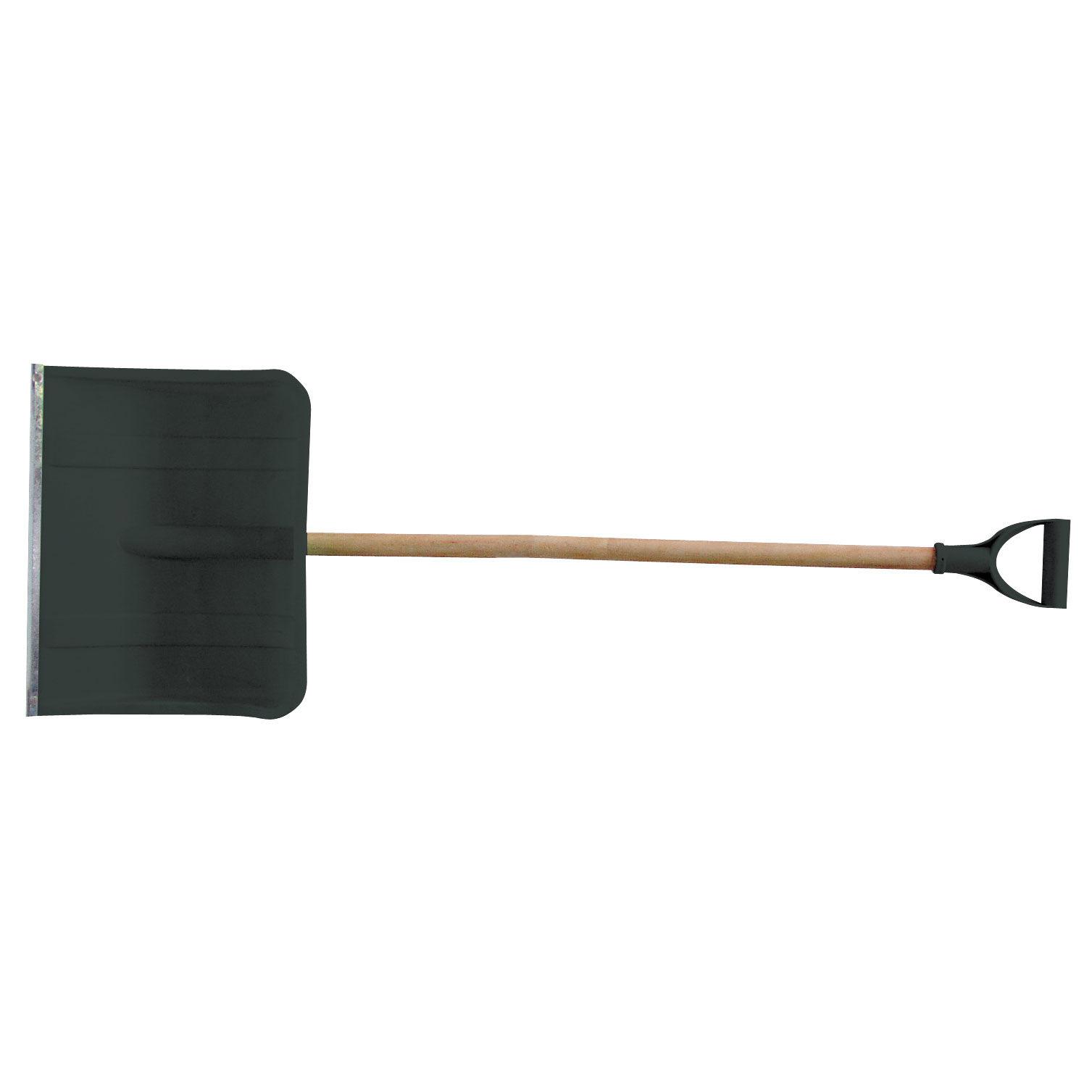 Łopata, Kastuvas, Sniego kastuvas, plotis 455 mm, aukštis 360 mm, juodas, plieninė tvirtinimo detalė, medinė rankena ir rankena