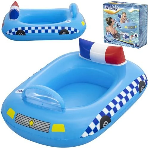 BESTWAY Funspeakers pripučiamas vaikiškas plaustas Police Car su garsu, 97cm x 74cm, 34153