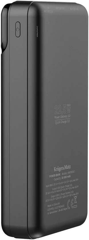 POWER BANK Kruger & Matz 20000 mAh Li-pol su QC ir PD funkcija