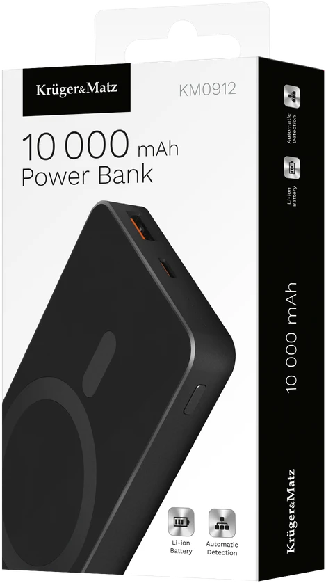 POWER BANK indukcinis Kruger & Matz 10000 mAh Mag Safe juodas