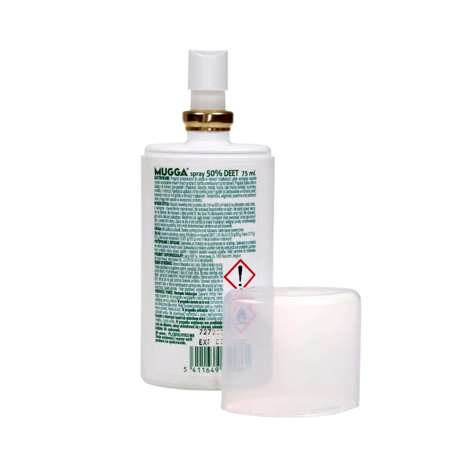 Mugga 50% DEET 75ml purškiklis su atviru dozatoriumi