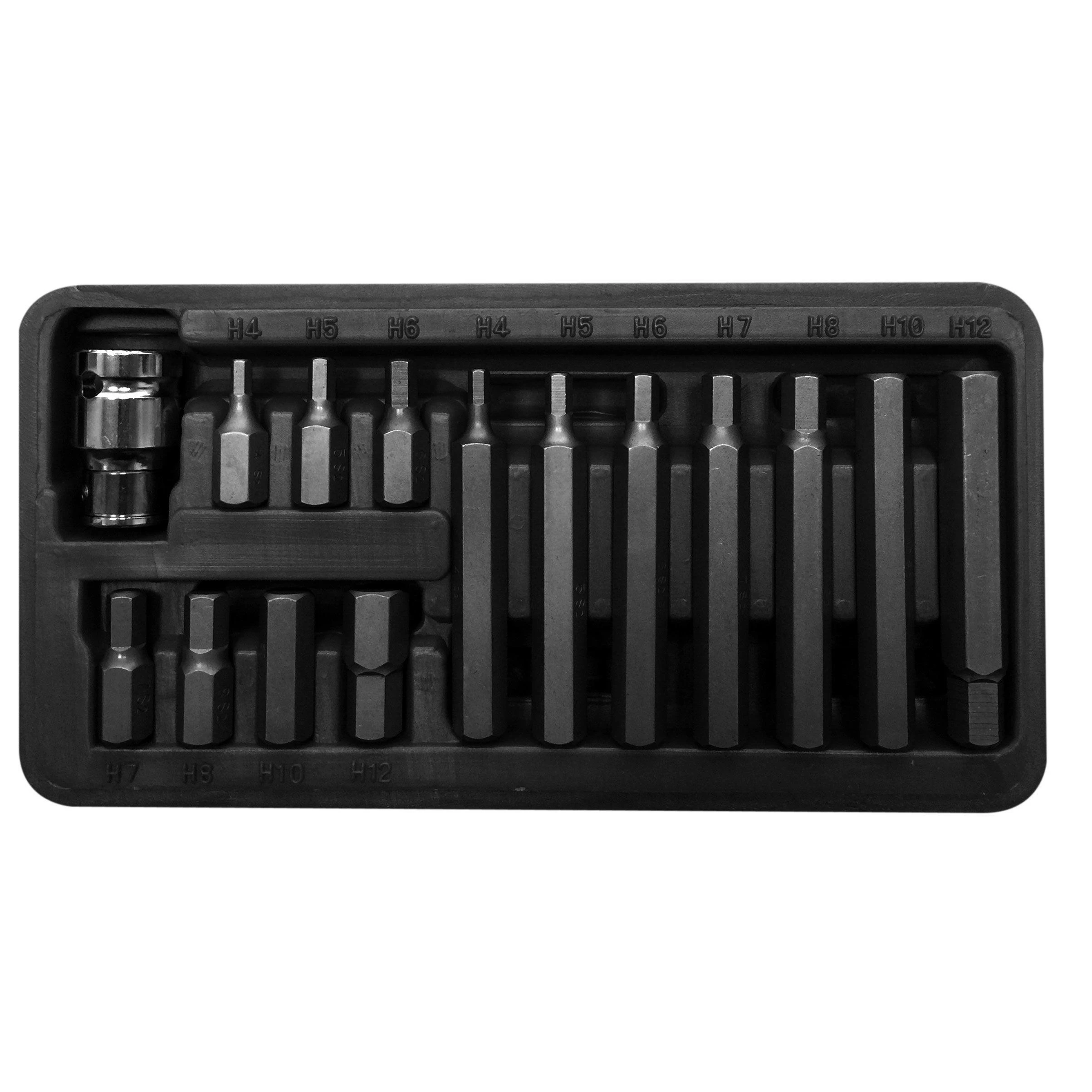 Zestaw Rinkinys 10 mm antgalių rinkinys, šešiakampis 4-šešiakampis 12, ilgis 30/75 mm, 15 vnt. proline