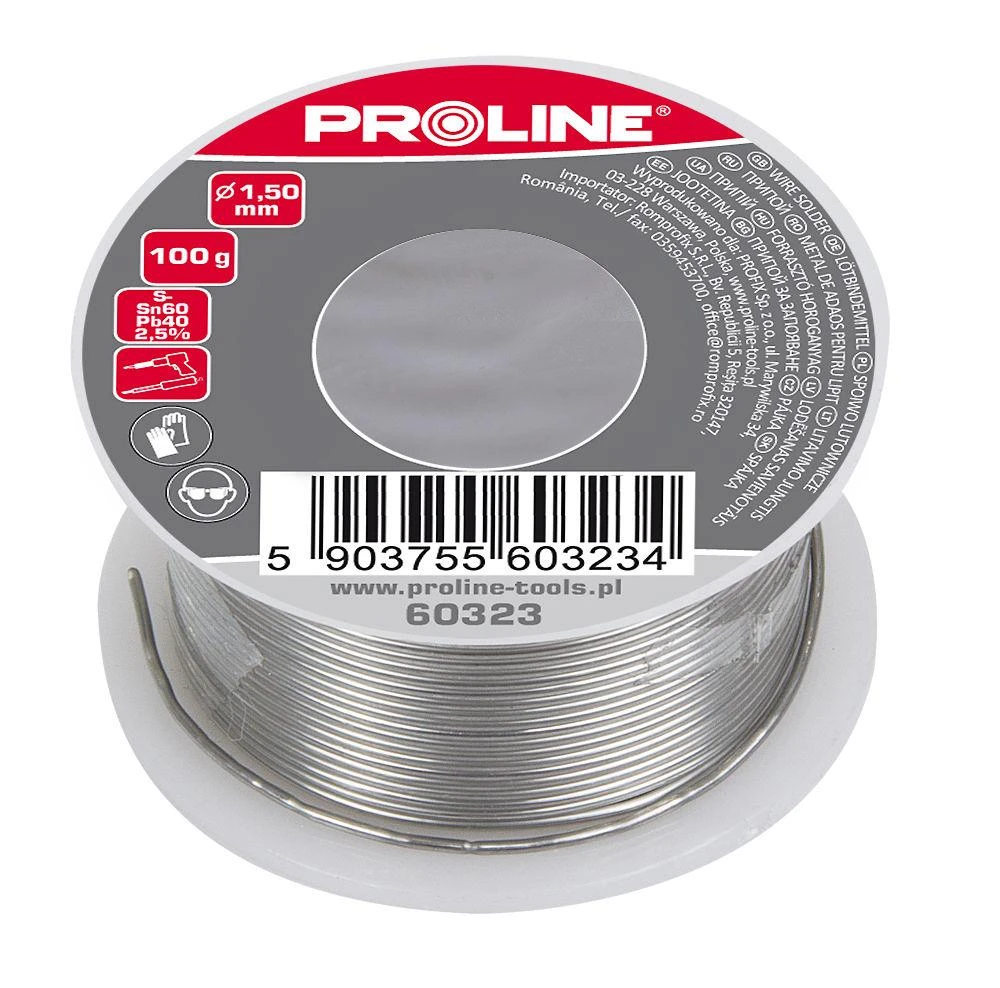 Spoiwo Lydmetalis 60/40/2,5 % fi = 1,00 mm ritė 100 g prolino