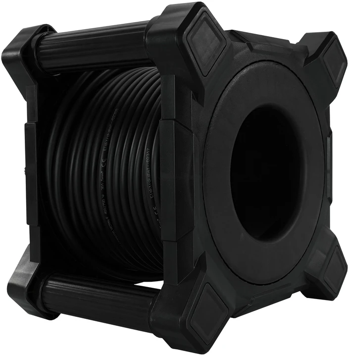 Przedłużacz bębnowy kwadratowy linija hand pro; 4x2p+su; ip44; 16a; h07rn-f; 3×2,5; 30m; schuko; juoda