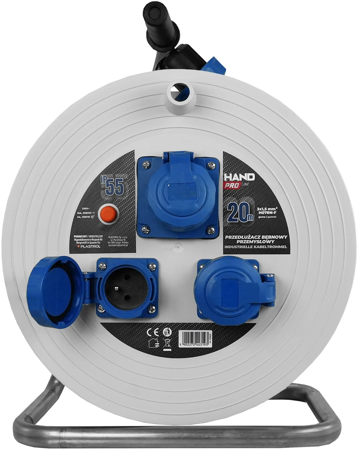 Przedłużącz bębnowy pramoninis hand pro ip55; 20m; h07rn-f; 3×1,5mm;