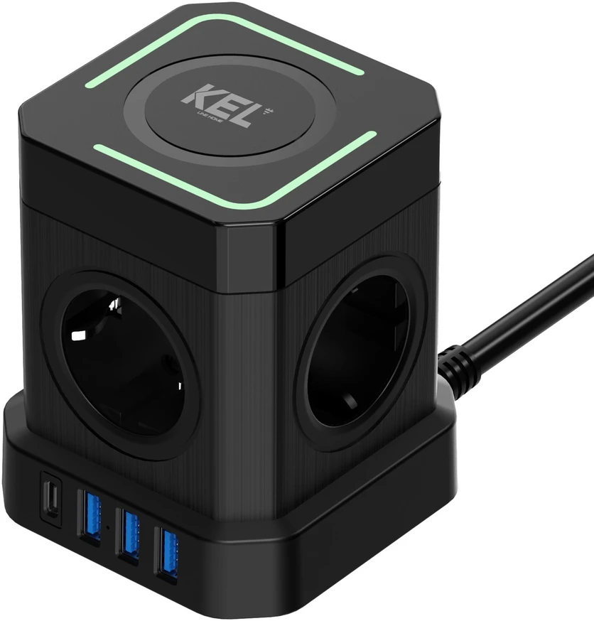 Przedłużacz power strip su ładowaniem bezprzewodowym; 4x2p+su + 3xusba + usbc, schuko; kel?