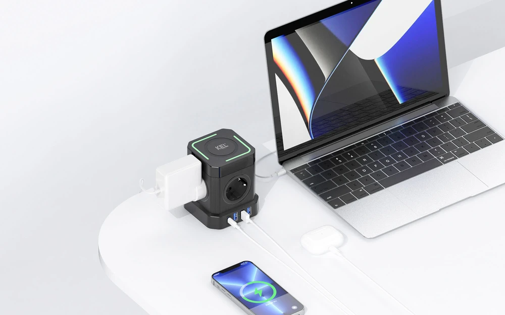 Przedłużacz power strip su ładowaniem bezprzewodowym; 4x2p+su + 3xusba + usbc, schuko; kel?