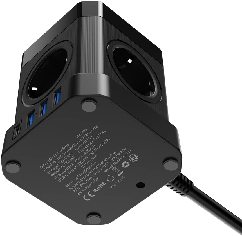 Przedłużacz power strip su ładowaniem bezprzewodowym; 4x2p+su + 3xusba + usbc, schuko; kel?
