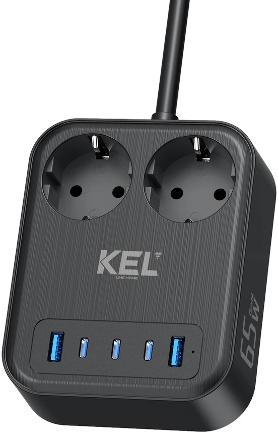 Przedłużacz usb 65w, 2x2p+su + 2xusb a, 3xusb c, 2m, schuko; kel