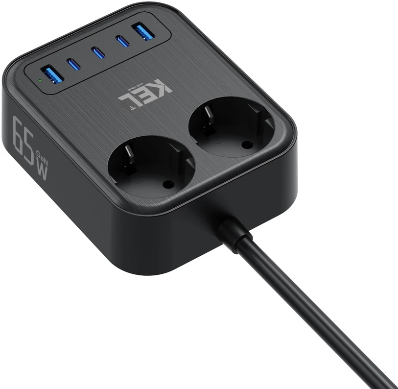 Przedłużacz usb 65w, 2x2p+su + 2xusb a, 3xusb c, 2m, schuko; kel
