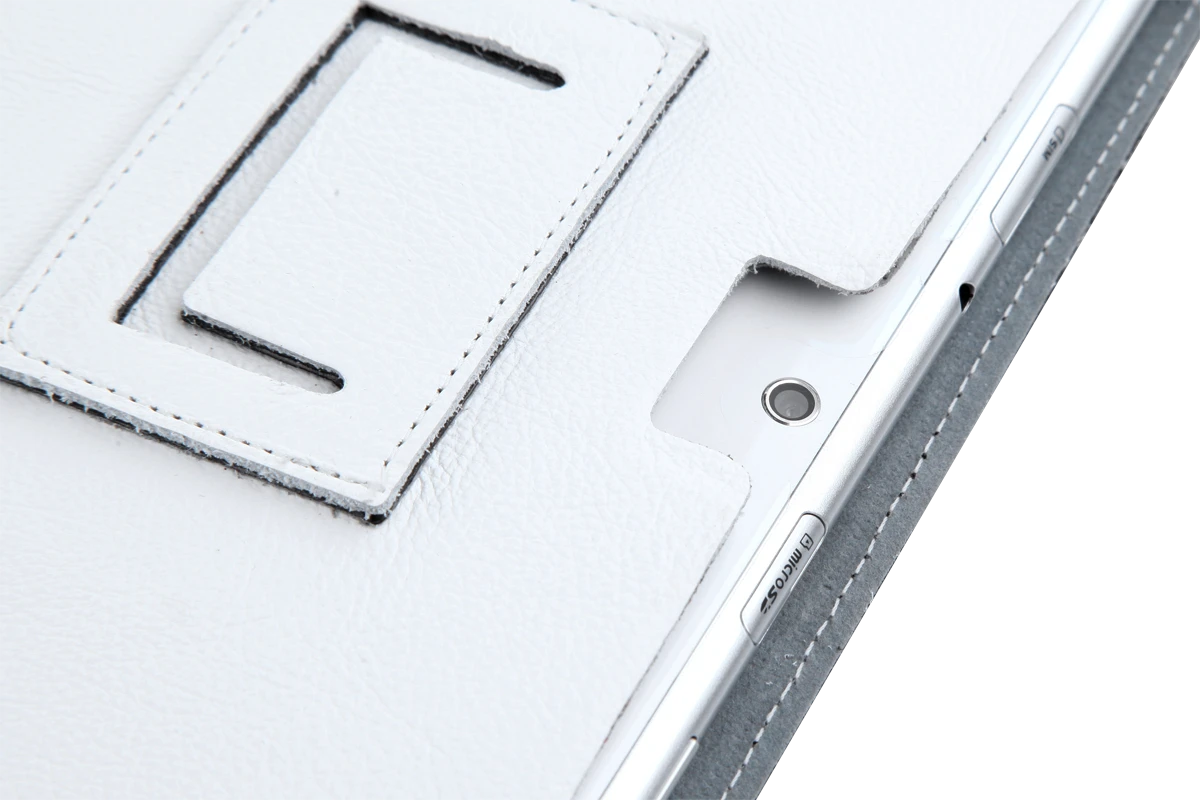 QUER Baltas dėklas, skirtas Samsung Galaxy Tab P5100 (natūrali oda)