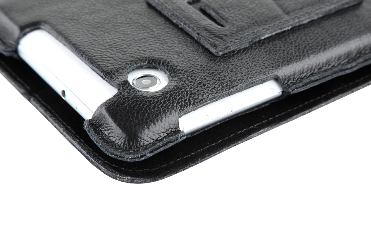 QUER Juodas dėklas, skirtas Samsung Galaxy Tab P3100 (natūrali oda)