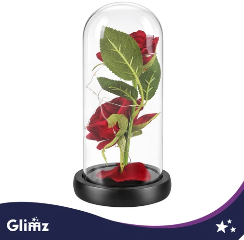 Rožė stikle – šviečianti 22 cm Glimz