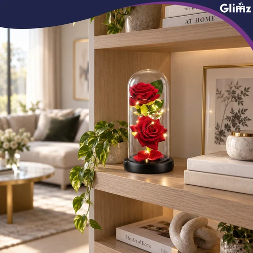 Rožė stikle – šviečianti 22 cm Glimz