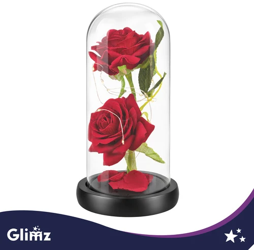 Rožė stikle – šviečianti 22 cm Glimz