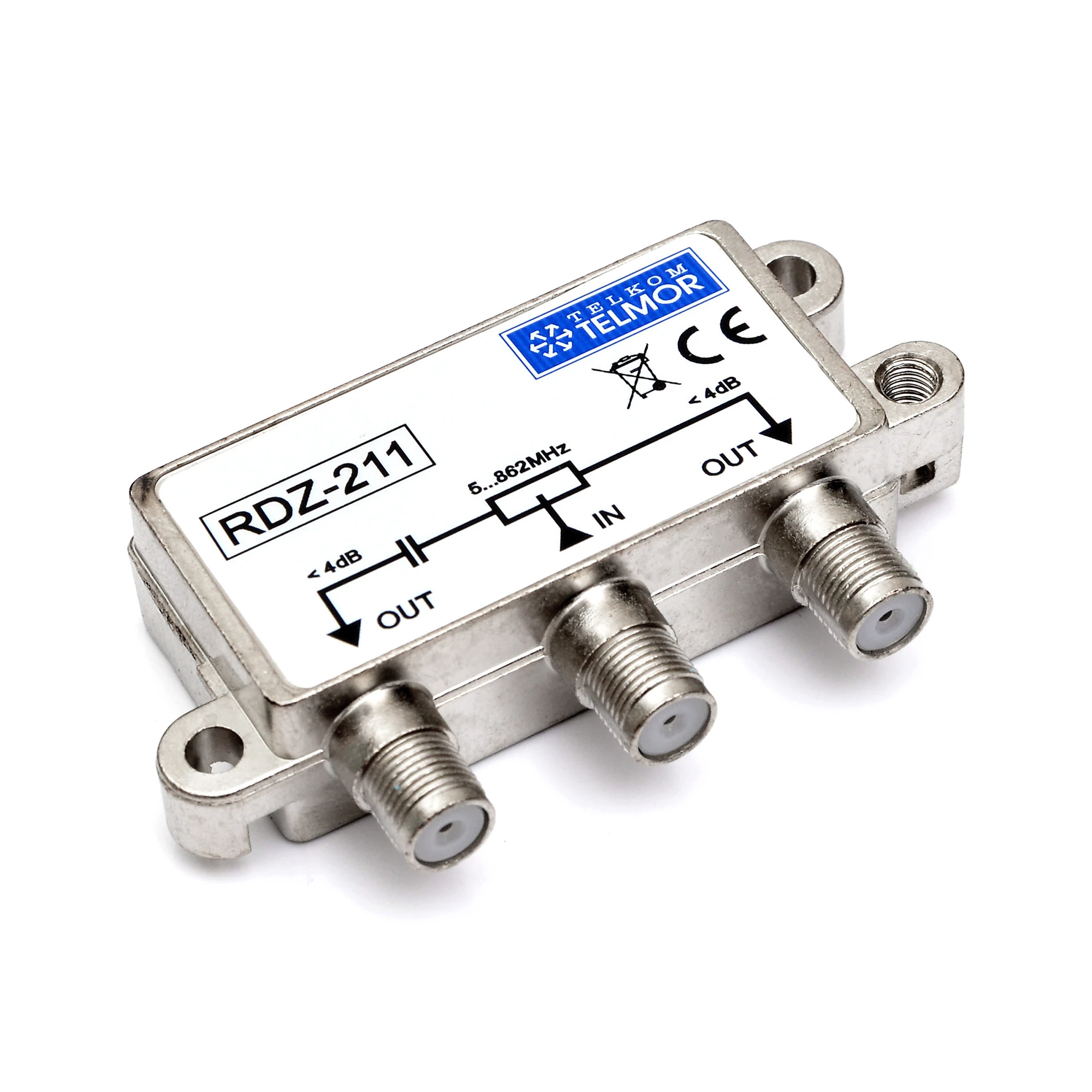 RDZ-211 dvigubas lauko RF skirstytuvas 5-862MHz 4.0 dB F lygio lauko TELKOM TELMOR
