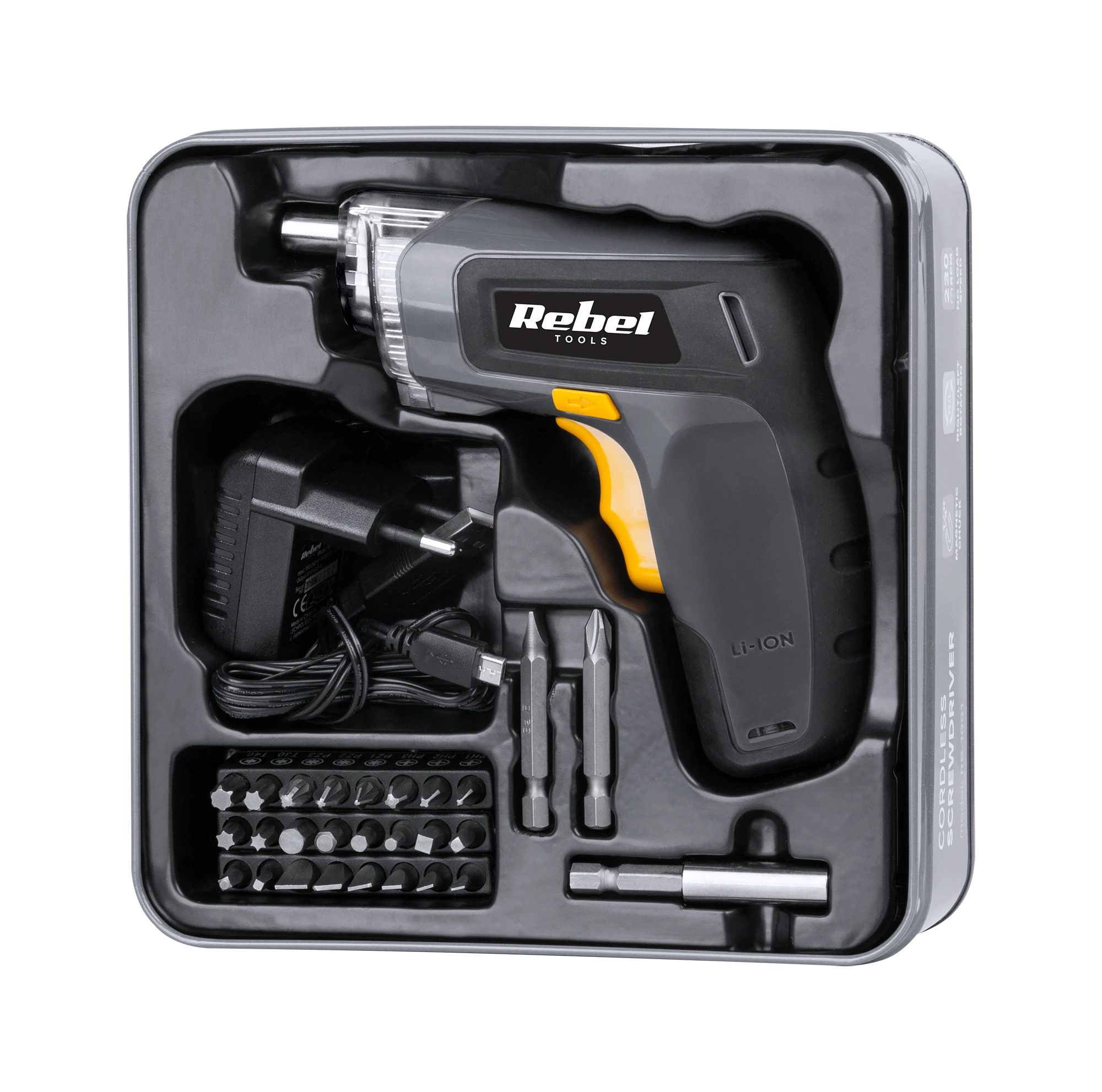 Belaidis atsuktuvas REBEL 3.6V 1300mA - rinkinys