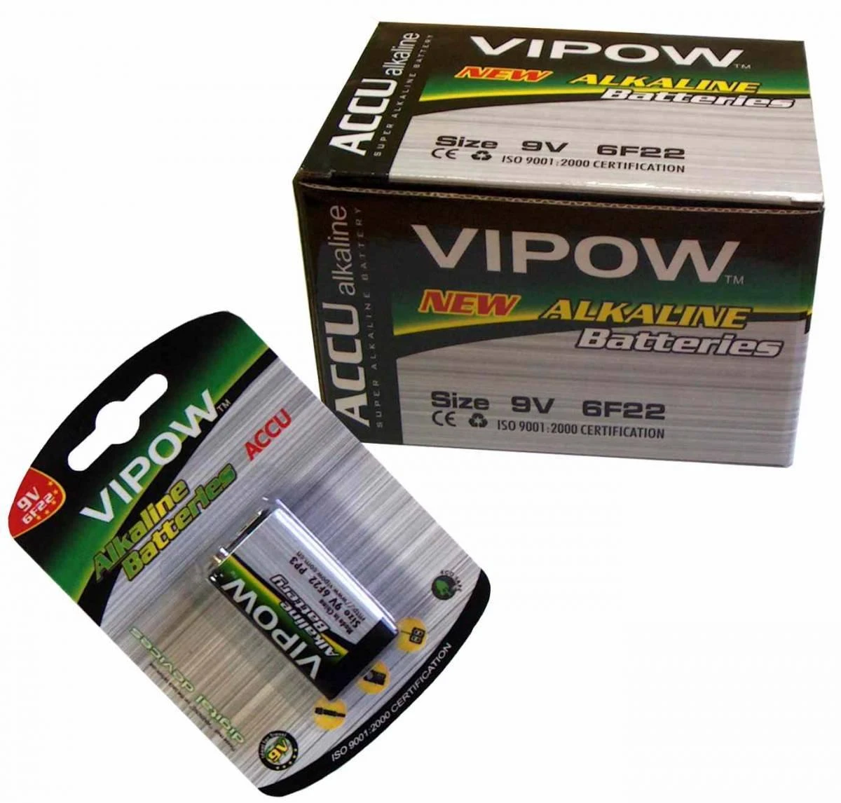 Vipow 9V 6F22 baterija pakuotėje su dėžute
