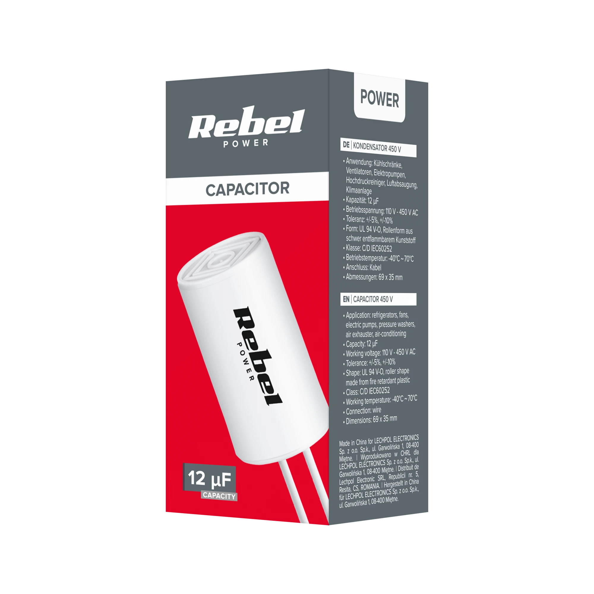 Rebel Kemot Variklio paleidimo kondensatorius 12uF 450V