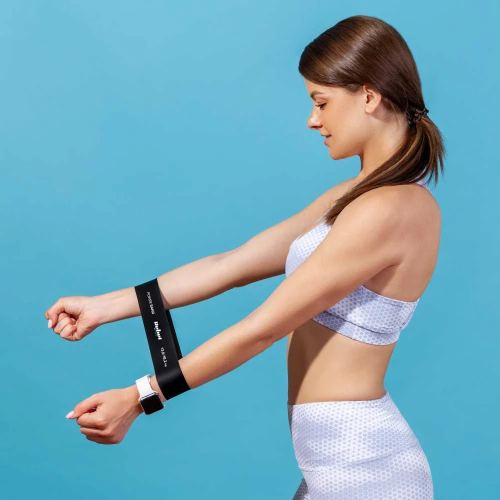Latekso mankštos juostų rinkinys - Mini Band L, 2.3-18.2kg, 5 juostos, spalvinga, REBEL ACTIVE