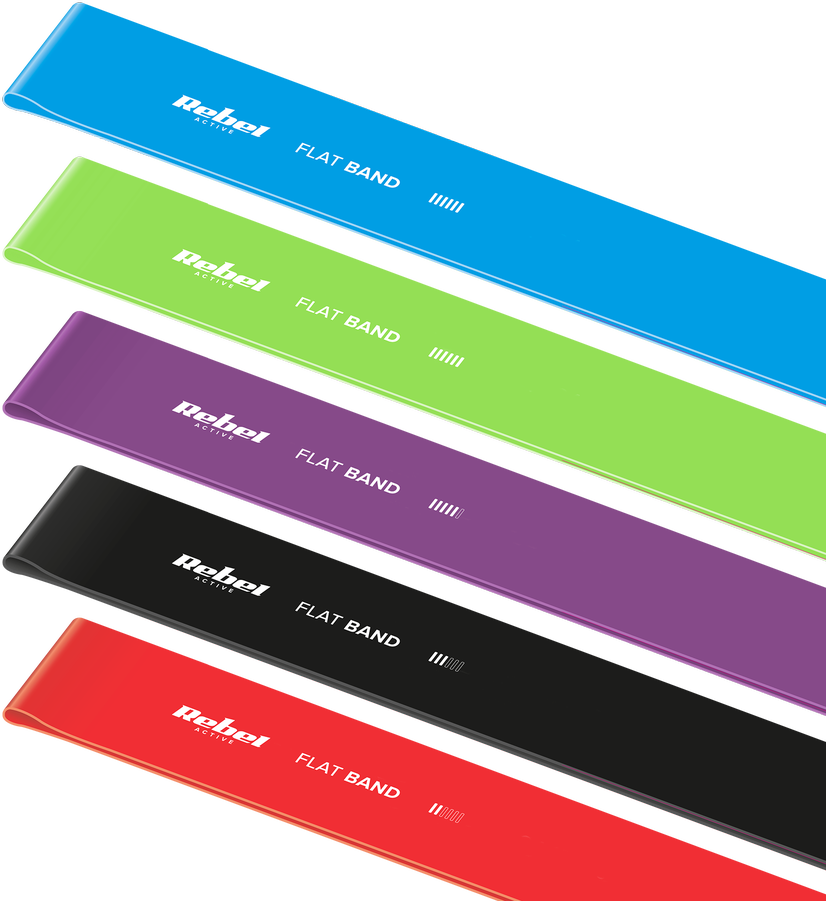 TPE mankštos juostų rinkinys 2m - Long Band Ls-1, 1-5kg, 5 juostos, REBEL ACTIVE