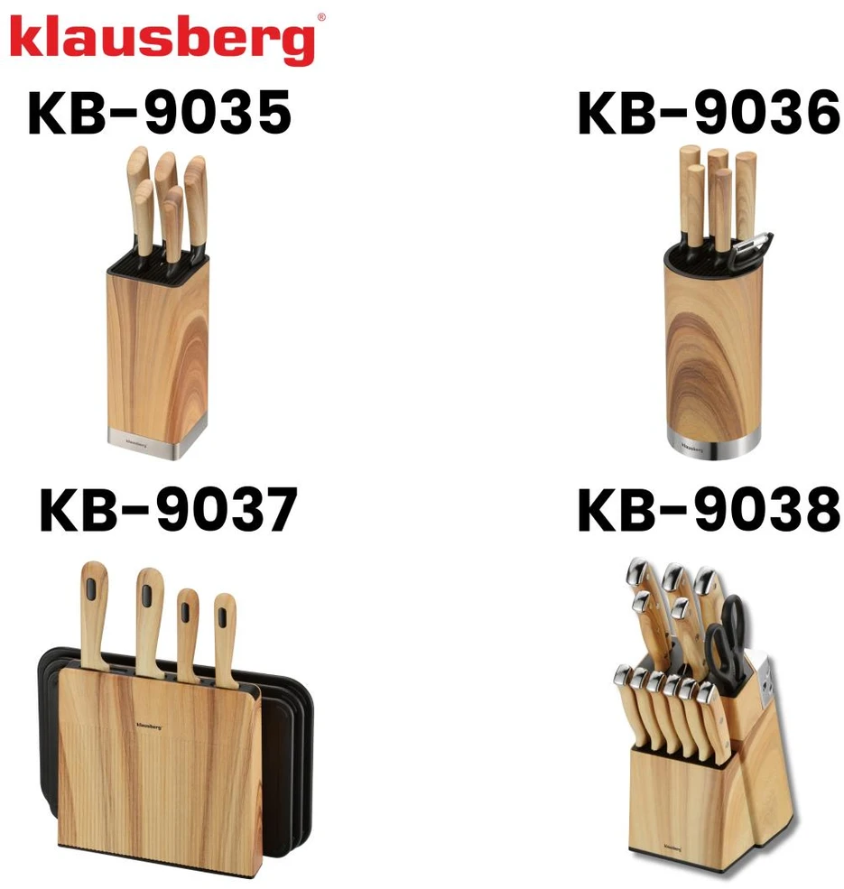 Rinkinys noży kuchennych, 13 el., ostrzałka, klausberg kb-9038