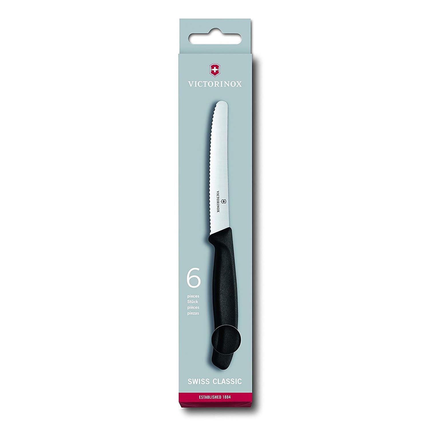 Stalo Peilių Rinkinys - Victorinox 7833 Dantyta Kraštas 6 Vnt 11cm Juodas