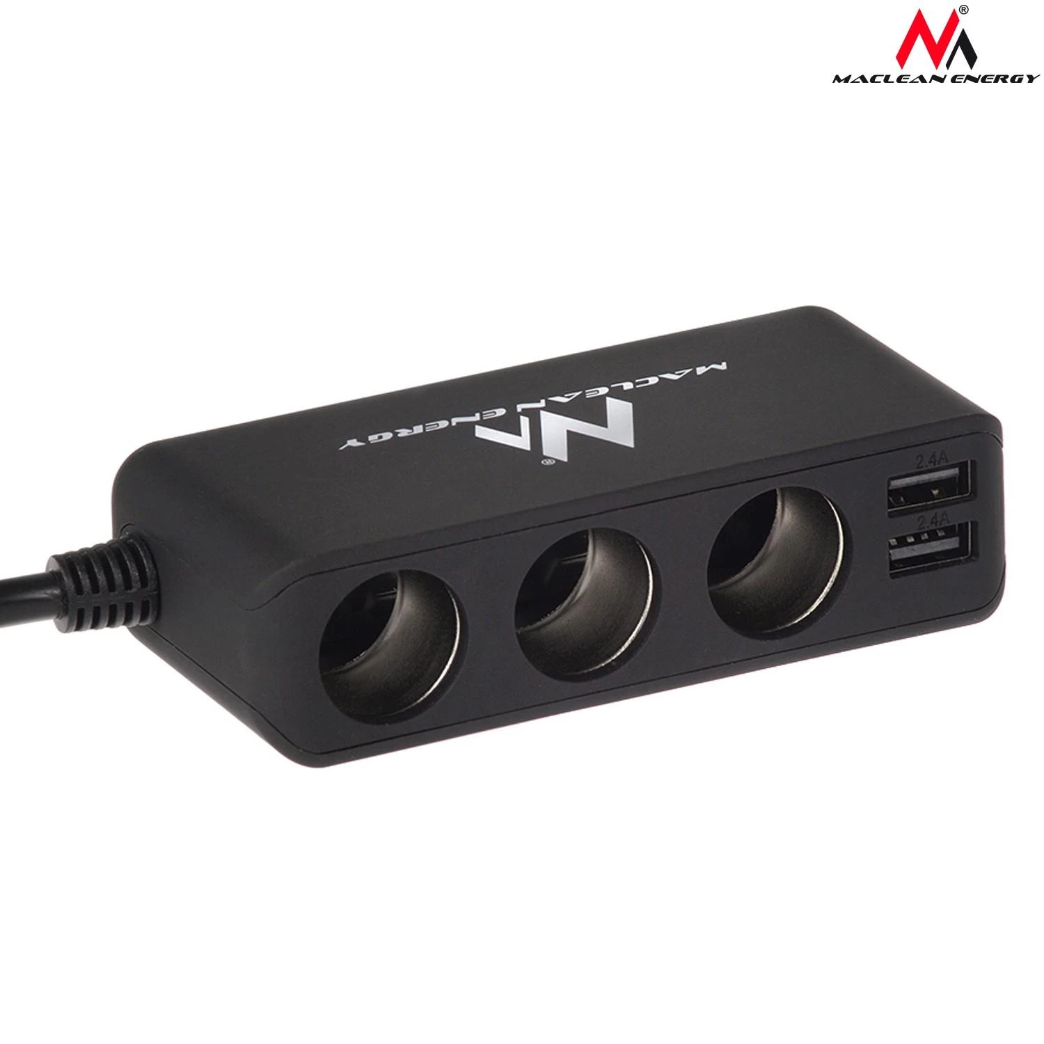 Maclean automobilio skirstytuvas su 3 lizdais ir USB