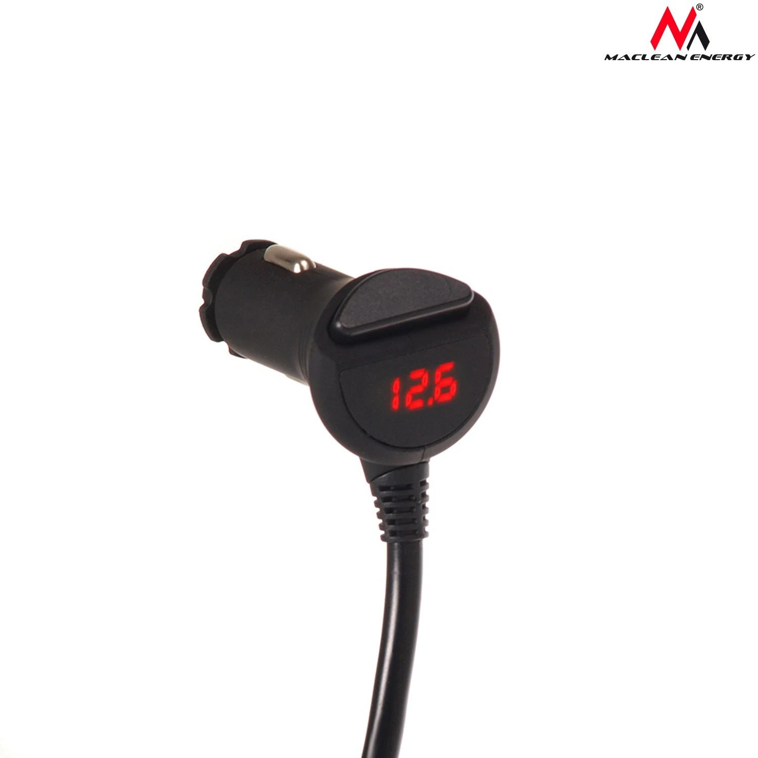 Rozdzielacz „Maclean“ automobilio cigarečių degiklio lizdo skirstytuvas, voltmetras, 3 cigarečių degiklio lizdai, 4xUSB, 4,8A, maks. 120W, juodas, gumuotas