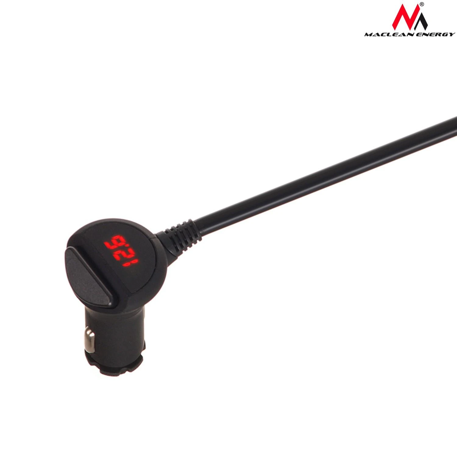 Rozdzielacz „Maclean“ automobilio cigarečių degiklio lizdo skirstytuvas, voltmetras, 3 cigarečių degiklio lizdai, 4xUSB, 4,8A, maks. 120W, juodas, gumuotas