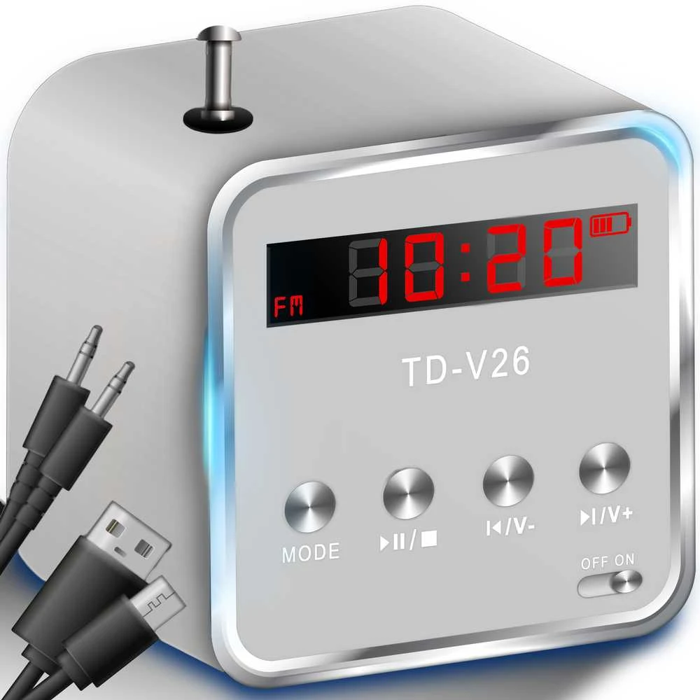 Głośnik Garsiakalbis Belaidis nešiojamas mini FM radijas LED garsiakalbis -E249