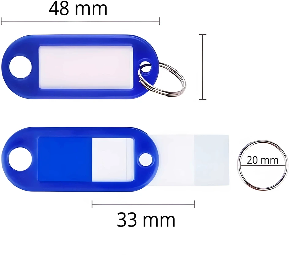 RTO identifikatoriai raktų pakabukai raktų žiedai 100 vnt mišinio komplektas spalvingas
