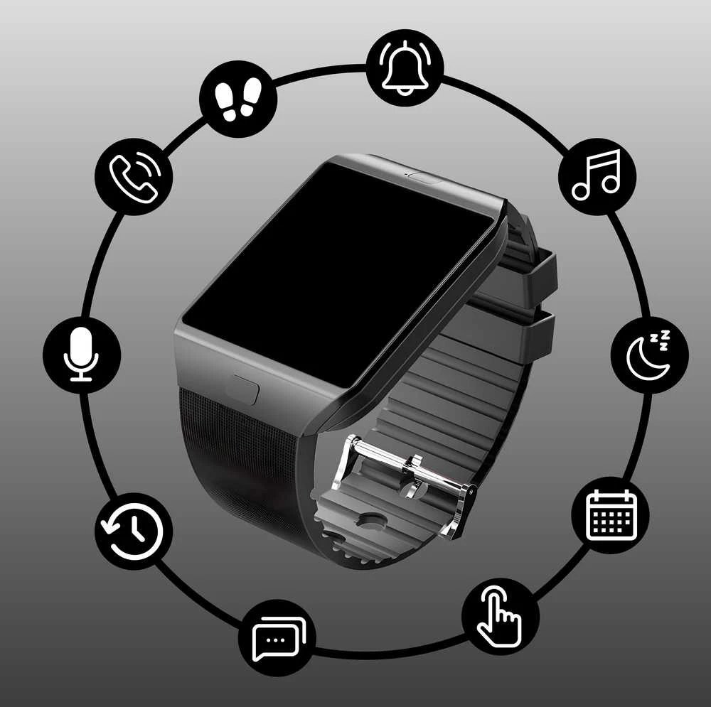 Smartwatch Išmanusis laikrodis Išmanusis laikrodis su lenkų meniu, SIM kortelė, SD kortelė, IPS LCD ekranas, skambučiai