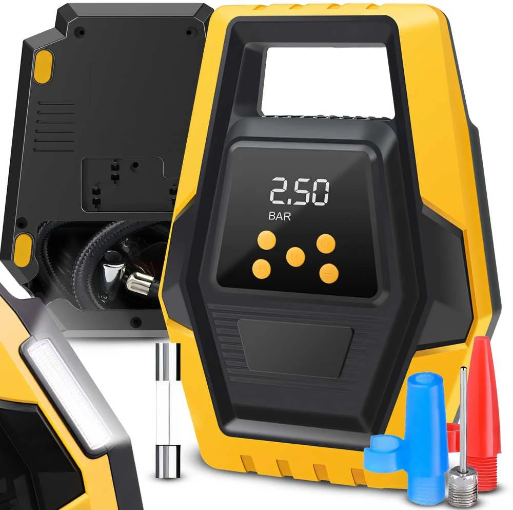 Automobilio kompresorius, nešiojamas elektrinis siurblys, padangų kompresorius, 12 V LCD LED - ER1251