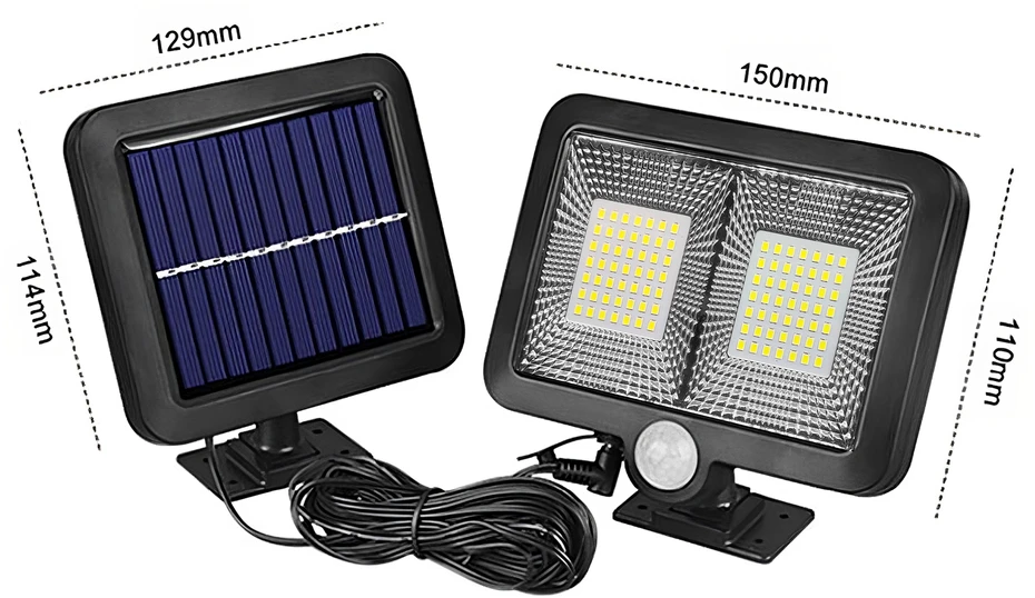 Lampa Saulės energija varomas LED sodo šviestuvas, judesio jutiklis, prieblanda, 98 diodai, saulė