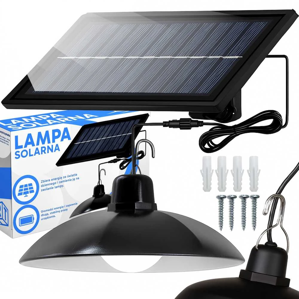 Lampa Saulės energija varomas pakabinamas sodo sietynas, atsparus vandeniui, 12 W - E896