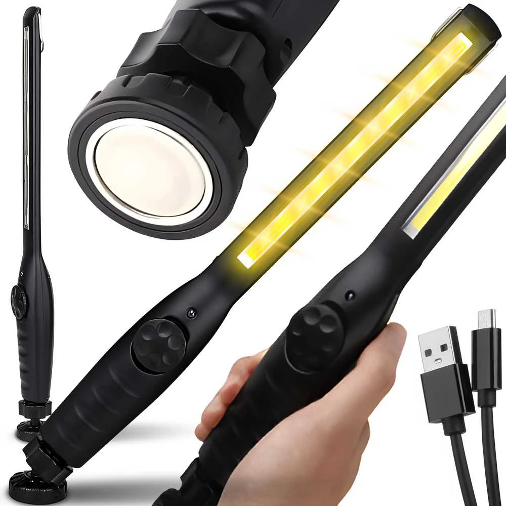 Lampa Dirbtuvių lempa, įkraunamas LED darbinis žibintuvėlis, 8 W galios, besisukantis korpusas