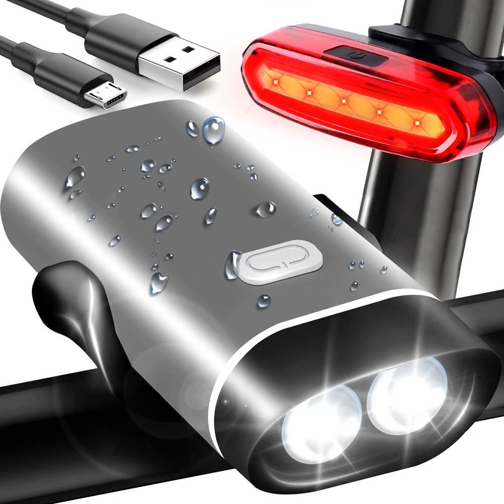 Biooreto Lampka Dviračio žibintas, priekinis ir galinis LED žibintas dviračio vairui, stiprus USB, ryškus s093