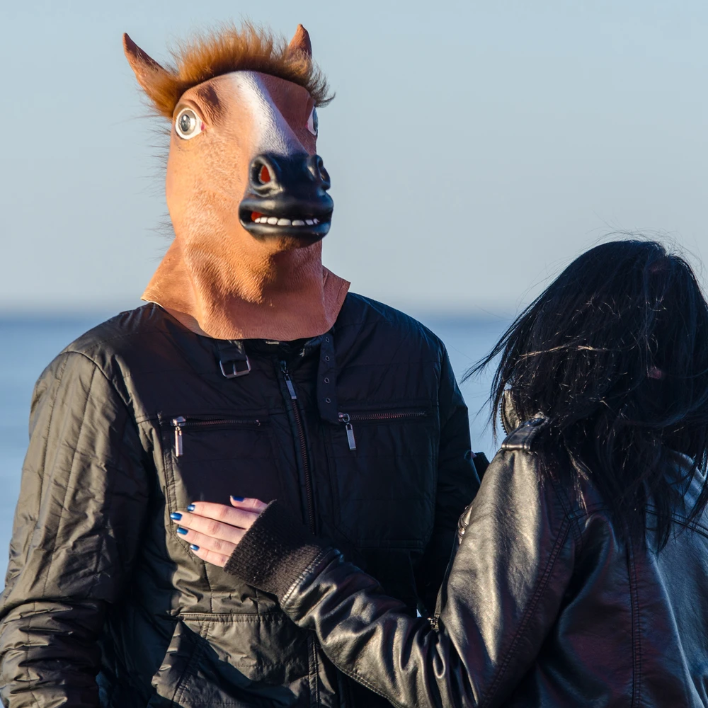 RTO Maska głowa konia koń lateksowa na halloween imprezę przebranie su włosami-o094