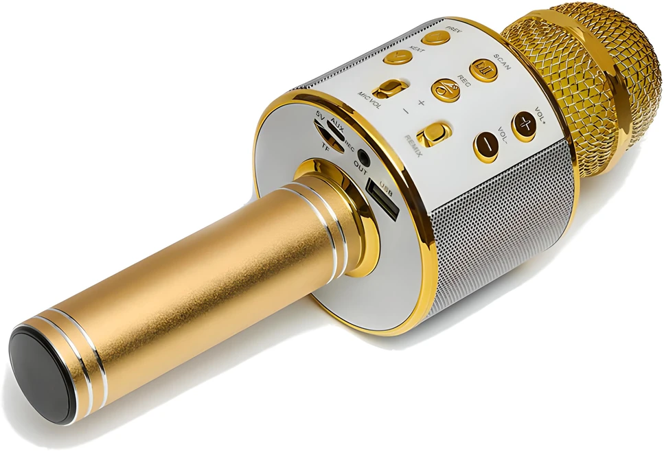 Ausinės RTO Mikrofonas karaoke belaidis bluetooth głośnik 2 auksinė e114