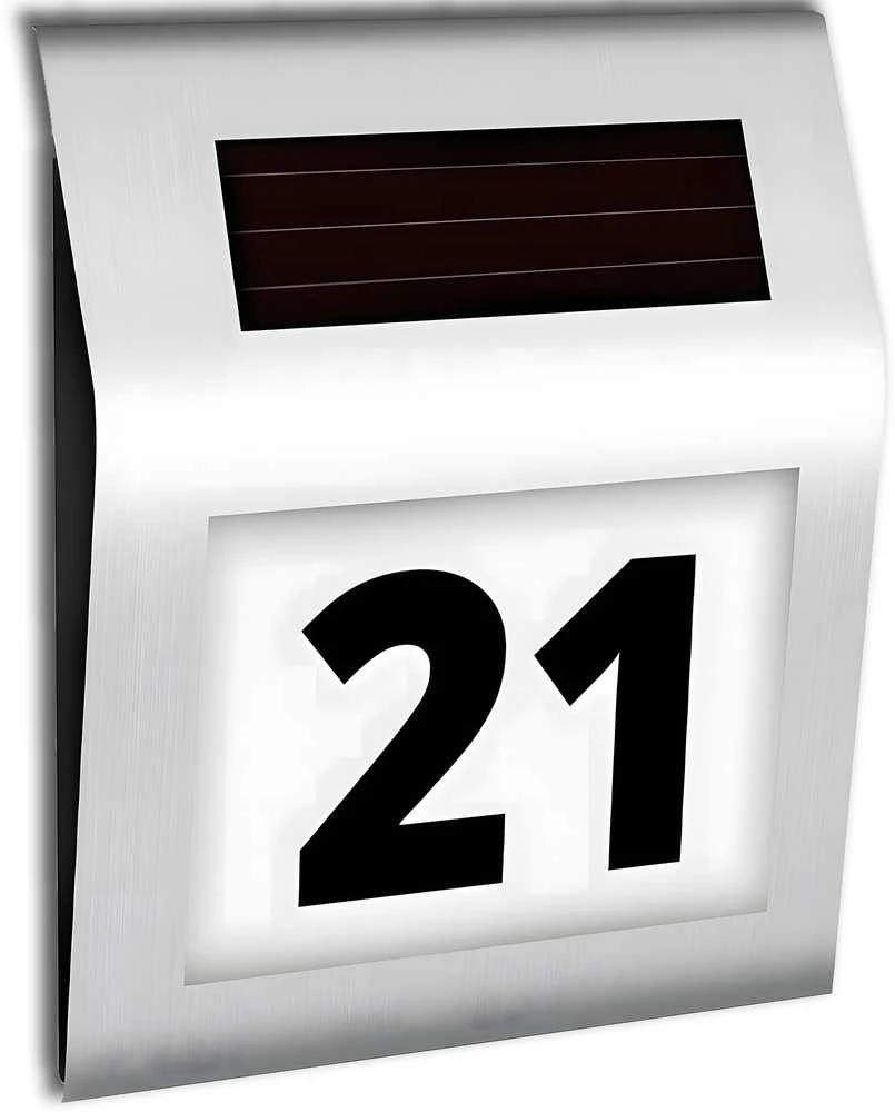 Podświetlany Šviečiantis namo numeris su saulės energija varomas LED lempos metalinis numerio ženklas