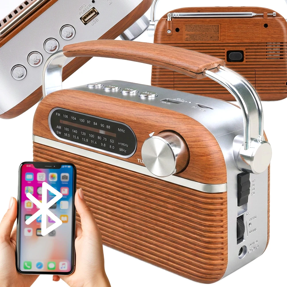 Retoo FM radijas radijas su „Bluetooth“ / FM radijas su „Bluetooth“ raudonas